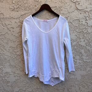 Fresh Produce White Asymmetrical Long Sleeve T-shirt Size Small